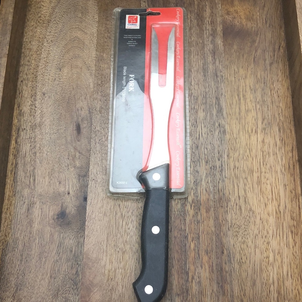 Red Blade Carving Fork with Black Handle